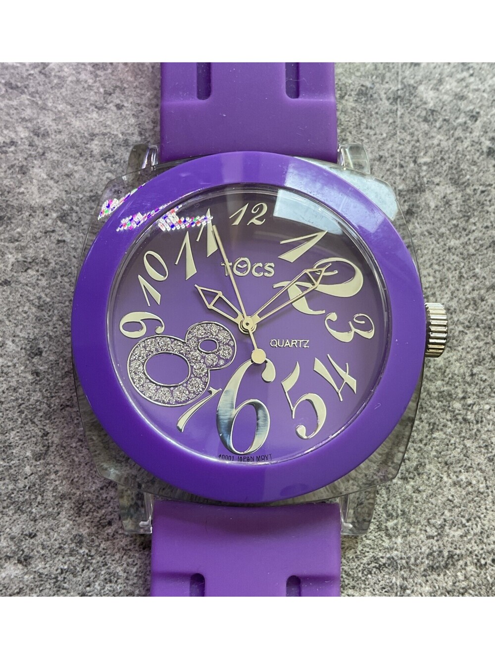 Tocs Unisex Watch 43mm Clear Resin Case Purple Dial And Band A20